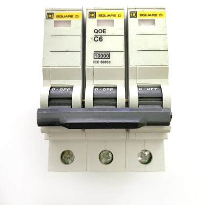 Square D QOE New Style C6 6A 6 Amp 3 Pole Phase MCB Circuit Breaker Type C